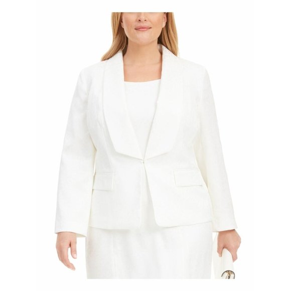 KASPER Womens White Animal Print Blazer Jacket - Picture 1 of 3